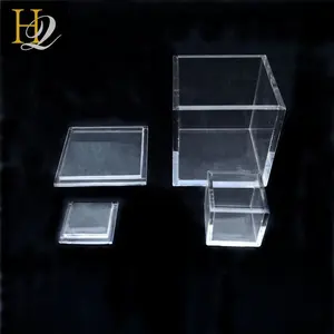批发定制透明方形亚克力5面盒带盖小盒