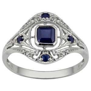 Blue Crystal Openwork Ring for Women Vintage Royal Style Elegant Fashion Accessories - Product Image 5