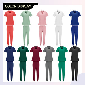 HZMox Women's Scrub Set V-<b>Neck</b> Short Sleeve Pants Moisture Wicking Hospital Uniforms Plus Size S XXL - Product Image 3