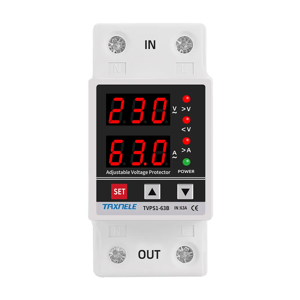 40A 63A 230V الدين السكك الحديدية قابل للتعديل أكثر من تحت الجهد واقية حامي حماية التتابع ، الرقمية الكهربائية جهاز لحماية الجهد