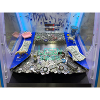 Machine de jeu à jetons de type 'Coin Pusher', équipement d'arcade à monnayeur avec musique et lumières, machine de divertissement avec fonction de lancer de pièces