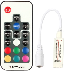 <span class=keywords><strong>Mini</strong></span> controlador remoto LED RGB, controlador inalámbrico RF de 17 teclas con CC hembra de 4 pines para iluminación de cinta de tira Led RGB 5050 12A - Product Image 3