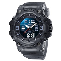 Jam Tangan Pria SMAEL 8049 Analog-Digital LED Chronograph Stop Watch dengan Alarm, Tahan Air 5BAR, Gaya Sport & Menawan