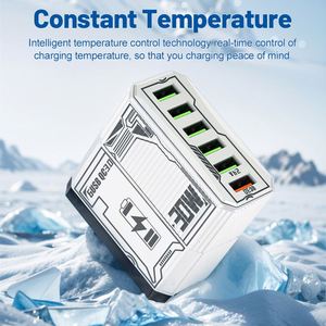 6-in-1 QC3.0 Fast Charger <b>USB</b> <b>Hub</b> EU/US/UK Travel Plug for Phones & Tablets - Product Image 5