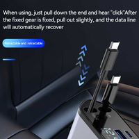 Chargeur de voiture rétractable 4 en 1, chargeur de voiture à charge rapide, câble rétractable et ports USB Type C, adaptateur de chargeur de voiture pour téléphones