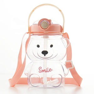 Copo Reutilizável em Forma de Urso de 1000ml com Canudo, Resistente ao Calor para Conjuntos de Café e Chá - Product Image 3