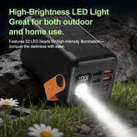 Batterie externe de grande capacité 50000 mAh avec panneau solaire et lumière LED, port USB Type C multiple pour le camping en plein air