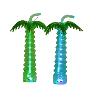 Wholesale Promotion Custom Logo LED plastic daiquiri yard cups ale palm slush drinking bottle with palm leaf