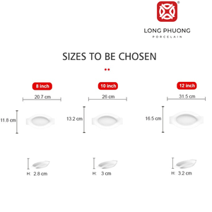 Plato de cena de forma larga personalizado de 8 pulgadas, precio de fábrica, plato de barco de cerámica para servir ensalada, frutas, cocina, restaurante, Hotel - Product Image 6