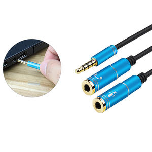 3.5mm doppino intrecciato 1m giacca in alluminio in rame conduttore cavo di prolunga Audio adattatore 2-in-1 inca cuffie per Computer portatile - Product Image 4