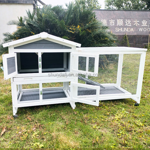 SDR049 Luxury Rabbit Hutch Outdoor Wooden Pet House with Animal Print for Cats Rabbits <b>Small</b> Animals Indoor - Product Image 5