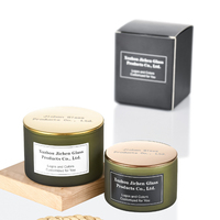 Bocaux à bougies en verre de luxe de haute qualité avec logo personnalisé, cylindriques, 4oz, 6oz, 8oz, 12oz, vert mat, résistants à la chaleur, Noël, avec couvercles et boîte