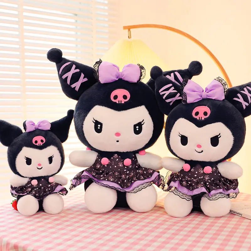 Boneca Kuromi Melody fofa mais vendida, personagem de desenho animado de anime, bonecas de pelúcia para presente de meninas, brinquedos macios