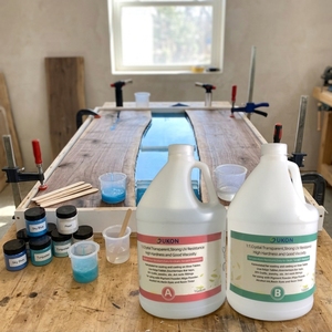 Colle époxy transparente à double composant <span class=keywords><strong>UKON</strong></span> - Liquide cristallin pour tables, meubles, décorations de Noël, usage de construction - Product Image 1