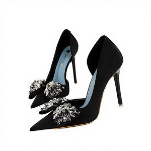 Nuevos Zapatos de Tacón de Cuña con Hebilla de Lazo y Pedrería de Piel Sintética de Lujo para Mujer, Ideales para Fiestas y Banquetes - Product Image 4