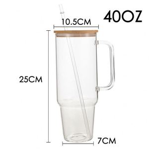 Gobelet en verre jumbo de 40 oz avec poignée surdimensionnée pour une grande faim de boisson en déplacement - Product Image 2