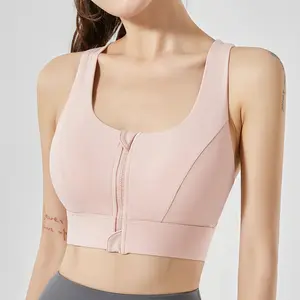Tùy chỉnh không dây sau phẫu thuật Nylon hoạt động Yoga Áo ngực sexy của phụ nữ zip phía trước đóng cửa nâng đẩy lên áo ngực thể thao