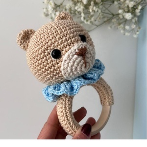 Kaiyue - <span class=keywords><strong>Mordedor</strong></span> de Madera para Bebé, Sonajero de Algodón Tejido a Crochet, Juguetes Sensoriales Hechos a Mano para Recién Nacidos, Juego de Juguetes de Ganchillo Amigurumis para Niños - Product Image 4