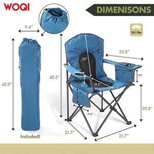 Chaise de camping pliable Woqi Outdoor, bleu paon, structure en aluminium, tissu Oxford, avec porte-gobelet, portable - Product Image 4