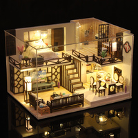 Kit de casa de muñecas en miniatura DIY al por mayor, kit de casa en miniatura, apartamento tipo loft chino, sujetalibros, mini adorno de escritorio