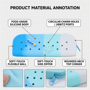 Astuccio in Silicone con Fori a Forma di Coccodrillo e Logo Personalizzato, per il Ritorno a Scuola, Creativo e Carino per Bambini, Borsa Portapenne Fai-da-Te Multifunzione - Product Image 3