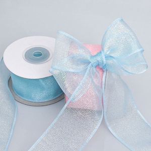 Hot Sale Luxury 4cm 10 Yards <b>Glitter</b> Eco-Friendly Washable High Tenacity Organza Ribbon for Wedding Gift Wrapping Bridal - Product Image 2
