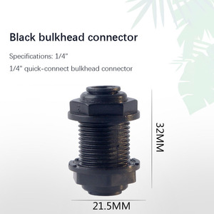 1/4 \ "Zwarte Handmatige Plastic Snelaansluitende Push-In Schotconnector Voor Aquariumtankfitting En Omgekeerde Osmose-Systeem - Product Image 3