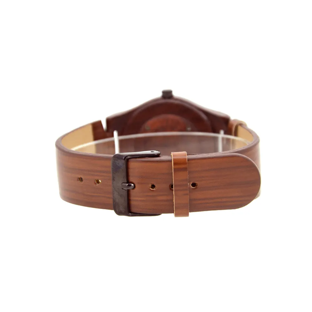 Wooden Watches Cheap Cheap Sale Wooden Men Watch Leather PU Strap Leather Watches Red Sandalwood Case Men Leather Watch