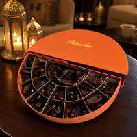 Op maat gemaakte luxe Ramadan dadels geschenkdoos halvemaanvormige Eid Mubarak gedroogd fruit verpakkingsdoos aangepaste logo groothandel voedsel geschenkverpakking