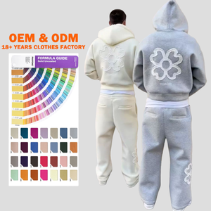 Sudadera con capucha extragrande personalizada de alta calidad para hombre, sudadera con bordado, sudadera con capucha de algodón grueso y conjunto de pantalones deportivos. - Product Image 1