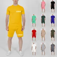 Benutzer definiertes Logo Jogging Sportswear Gym Trainings anzug und kurze 2-teilige Shorts Trainings anzug Herren T-Shirt Set Sommer Sweat Shorts Set für Männer