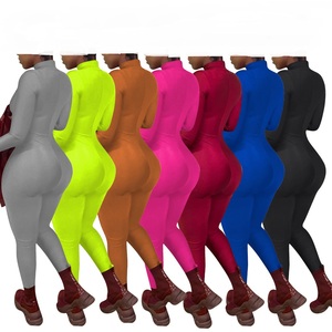 Sexy <strong>Black</strong> Zipper V Neck Jumpsuit Women Long Sleeve Legging Bodycon Rompers Women Jumpsuit Casual Sport Wear Body Slim <strong>Overalls</strong> - Product Image 4