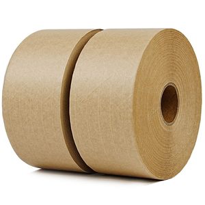 Eco Friendly Water Activated Brown Color Gummed Kraft Paper Tape Heavy Duty Reinforced Writable Biodegradable for Packing Carton