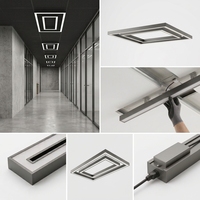 Plafonnier LED linéaire moderne, bande lumineuse rectangulaire suspendue pour garage, intérieur commercial
