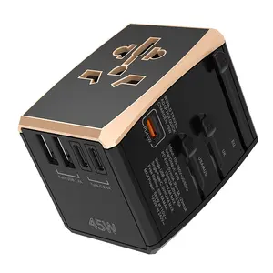 PD45W Fast Flash Charge Universal Travel Adaptor Worldwide Travel Power Adapter AC Socket with 5 USB ports