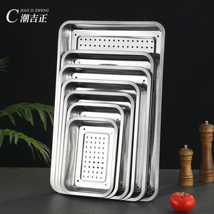 Bandeja perforada de acero inoxidable Cao Ji Zheng 304, rectangular, de grado alimenticio, para cocinar al vapor en cocinas comerciales - Product Image 4