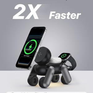 Robot Dog Magnetic <strong>3</strong> in 1 Charging Station for Apple Devices Foldable Movable Design Magnetic Wireless Fast Charger Stand - Product Image 4