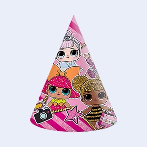 Chapeaux de fête Lol, 6 pièces, forme de cône, design à paillettes roses, pour la célébration d'anniversaire des enfants - Product Image 1
