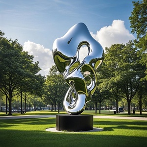 Scultura Astratta Grande Personalizzata in Acciaio Inossidabile, Artigianato Moderno in Metallo, Bronzo e Ottone per Giardini di Hotel e Spazi Esterni - Product Image 6