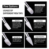 Pinceau de gravure en silicone à double pointe pour ongles Stylo de peinture en silicone 5 Pcs Nail Art Sculpture Pen