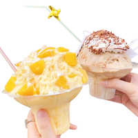 Gobelet jetable en plastique transparent en forme de pétale pour crème glacée, glace pilée, dessert, sorbet