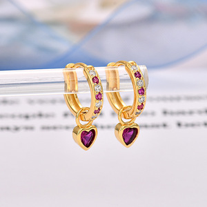 <span class=keywords><strong>Orecchini</strong></span> a bottone in Zirconia cubica con cuore di Hanhan | 6 colori personalizzati | Love Design impilabile - Product Image 6
