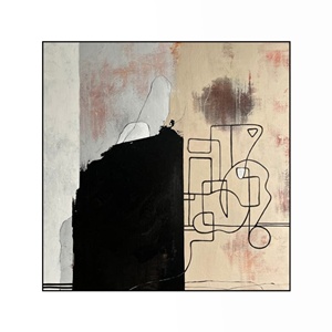 Pintura al óleo de figura blanca y negra pintada a mano sobre lienzo pintura de pared de retrato de cara de hombre abstracta moderna para decoración para sala de estar - Product Image 1