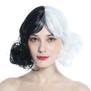<span class=keywords><strong>Cruella</strong></span> De Vil Película Pelucas sintéticas en blanco y negro <span class=keywords><strong>Cruella</strong></span> Cos Play Pelucas - Product Image 1
