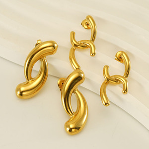 Zogxin Geometric Stud Earrings 18K Gold Plated Titanium Steel For Women Party Fashion Jewelry - Product Image 2