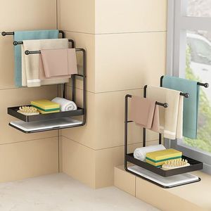 Wall-mounted Dishcloth <b>Rack</b> 3-tier No-drill Drain <b>Rack</b> <b>For</b> <b>Kitchen</b> Windowsill <b>Storage</b> Towels Cleaning Cloths - Product Image 1