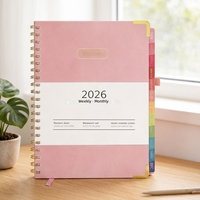 Agenda A5 transfrontalier à spirale - Couverture en papier certifié et lin, planificateur hebdomadaire et mensuel, cadeau personnalisable