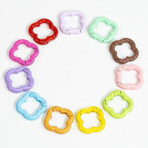 Klavertje Vier Lente Open-Lus Bevestigingsmiddelen, Snoepkleur Losse Qq Haken, Sleutelhangers, Doe-Het-Zelver Sleutelhangers, Sieraden Accessoires Groothandel - Product Image 2