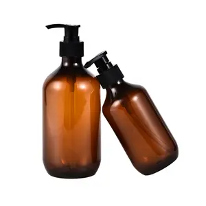 Emballage cosmétique vert ambre bouteille avec pompe, 300/500ml, 5 pièces, bouteille pour shampooing liquide, lotion et produits en plastique