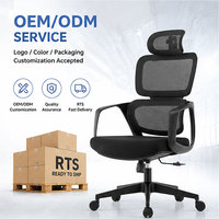 Chaise de bureau ergonomique moderne à dossier haut en maille, avec appui-tête 3D réglable, soutien lombaire et assise épaisse pour le bureau à domicile